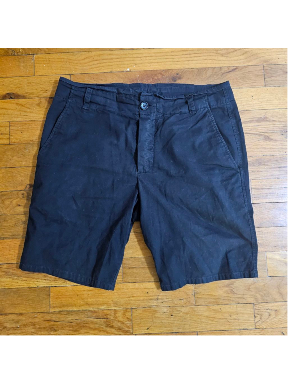 James Perse Black Flat Front Shorts Button Fly Size 28